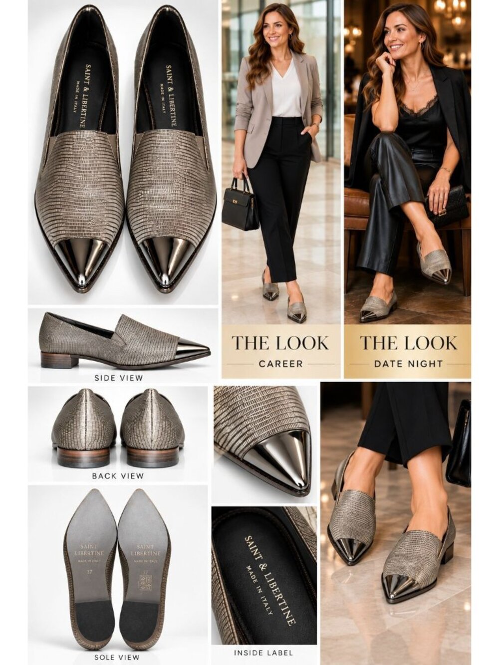 SAINT & LIBERTINE New York Pointed Metal Toe Slip-On Loafers Womens Shoes Size 8